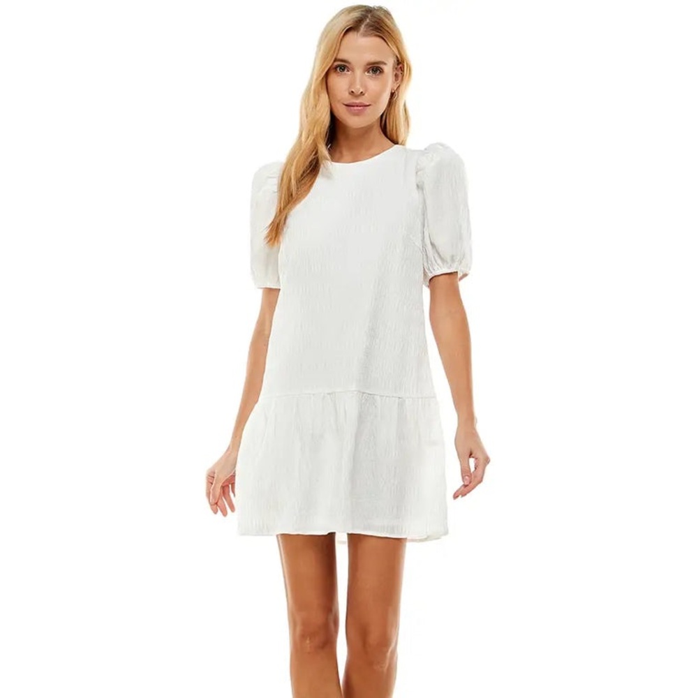 White Baby Doll Puff Sleeve Dress (NWT)